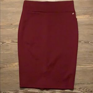Thalia Sodi Wine/ Maroon Pencil Skirt